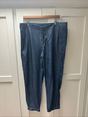 BR Tencel Denim blue jogger. EuC  sz 14. Pockets and hook, button and zipper